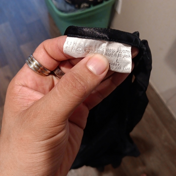 Vintage 90s Cacique Black Sheer Chemise Mini Dress Size L - Picture 5 of 5